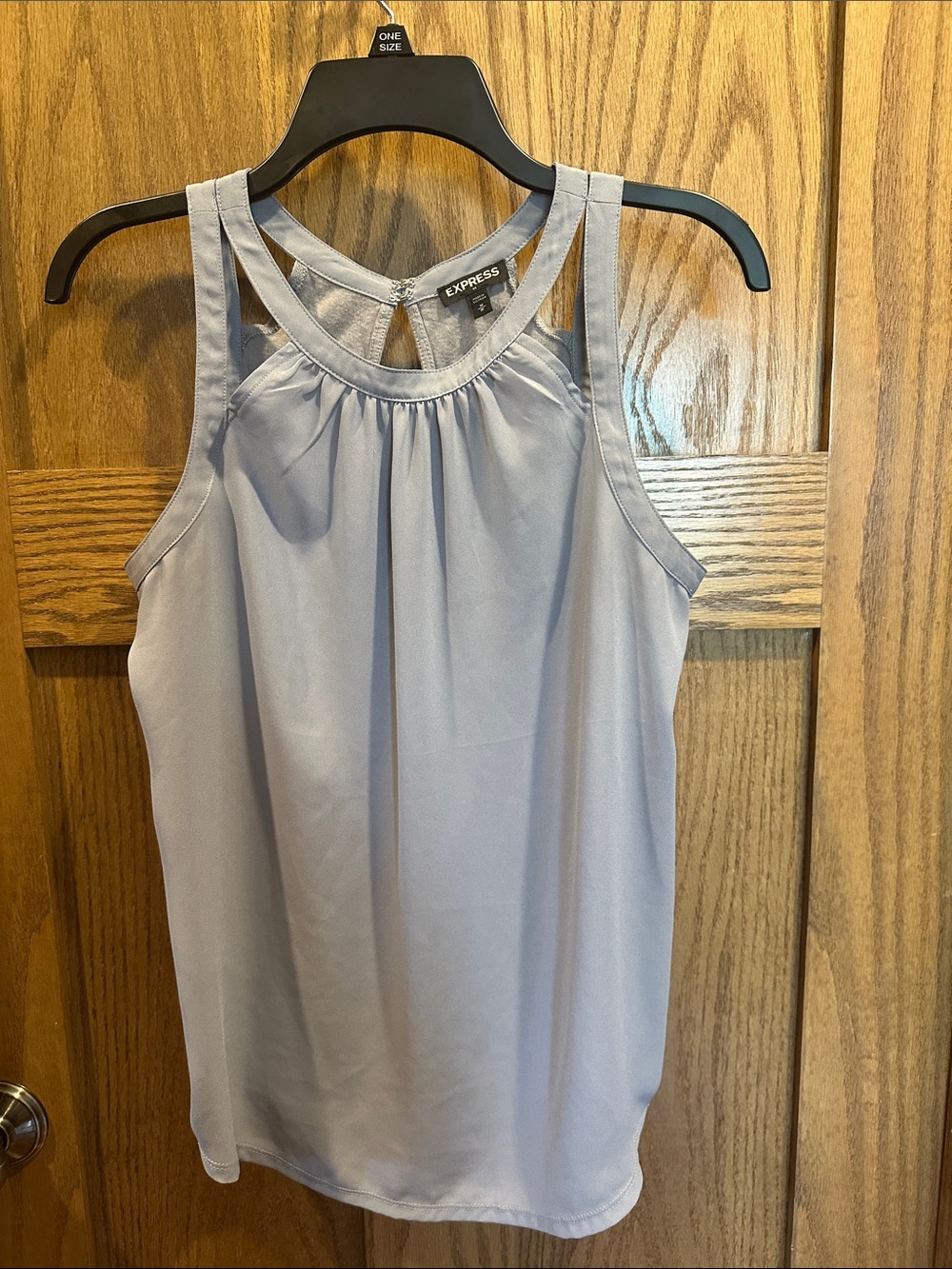 Express gray sleeveless keyhole, halter camisole-M